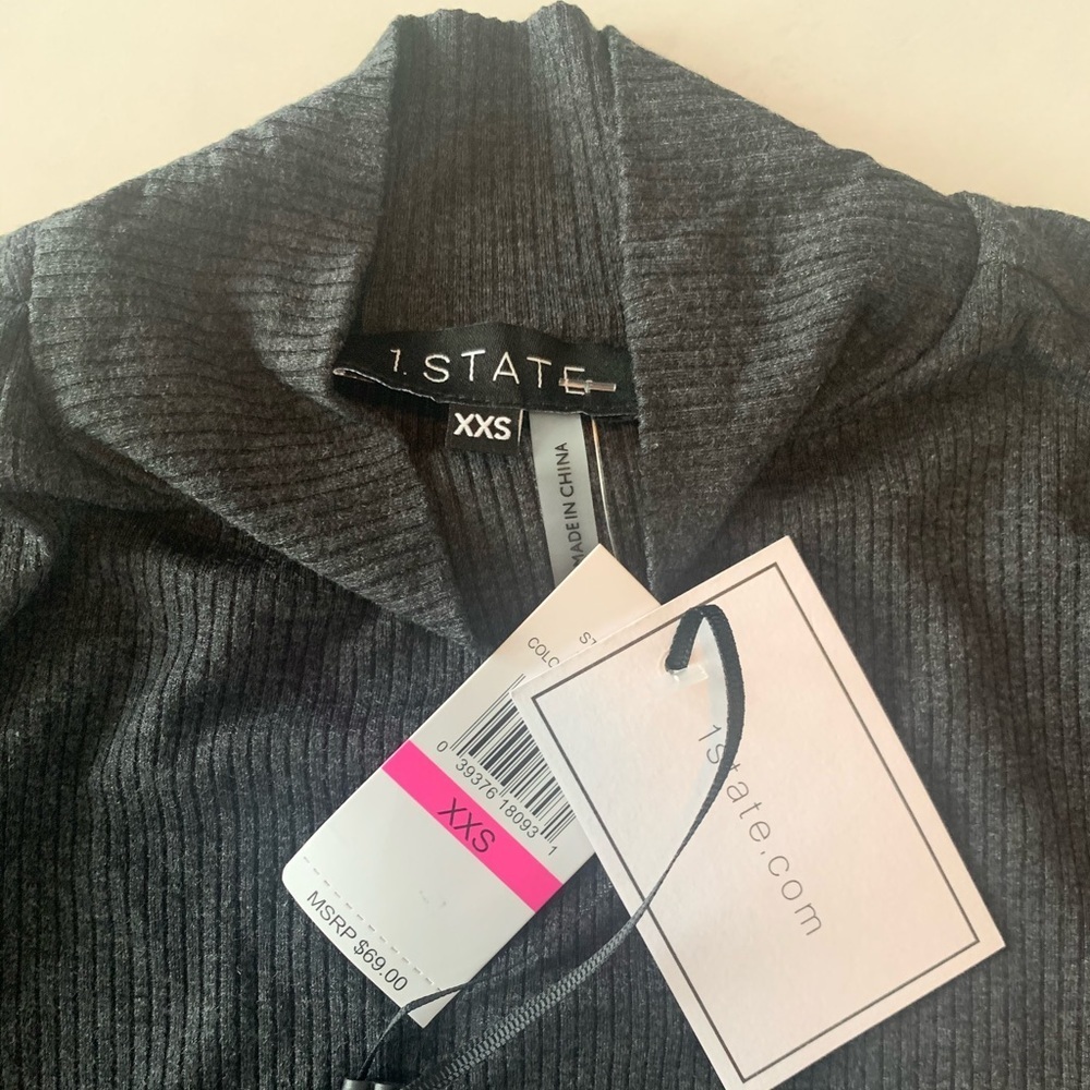 1. State Top XXS Ruffle Sleeve Rib Knit Top New with tag - Picture 3 of 5
